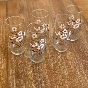 Vintage Fleur de Bois Drinking Glasses Set of 5